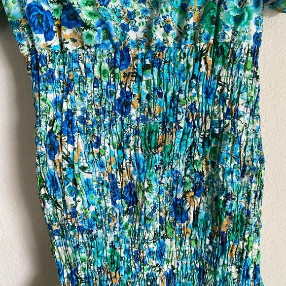 Zara Floral Print Smocked Bodice Ruffle Hem Square Neck Puff Sleeve Mini Dress S - Picture 8 of 14